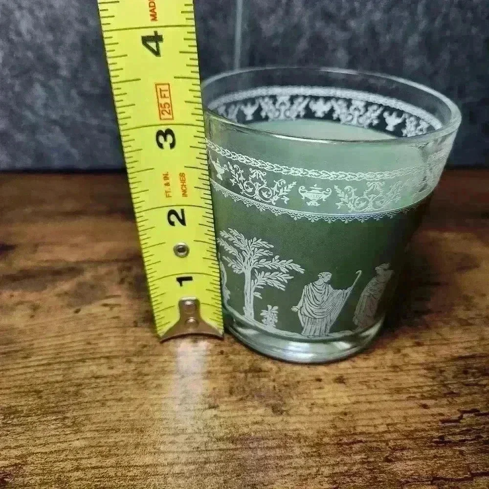 Vintage Jeanette Hellenic Wedgewood Jasperware green drinkware Lowball Glass